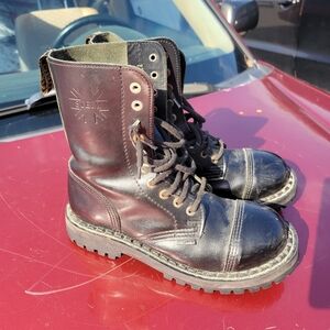 Vintage doc dr marten Steel Boots leather Black women's 9.5 Mens 7.5